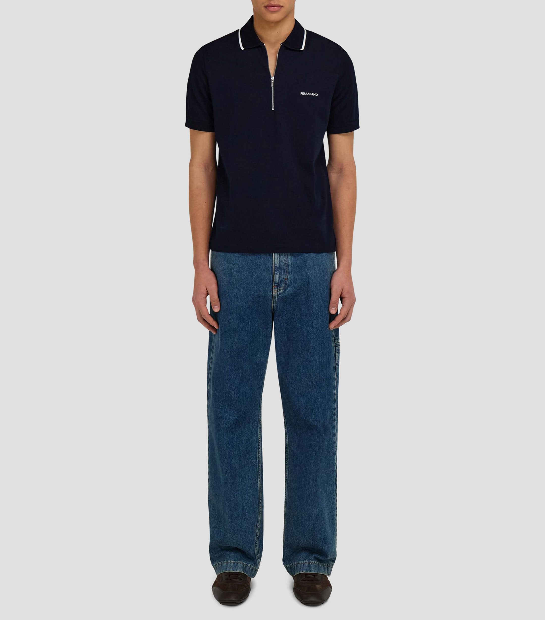 Polo manga corta sólida Hombre